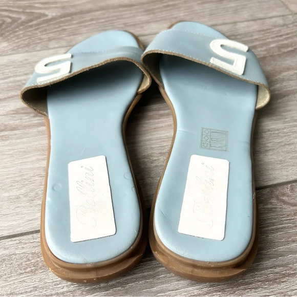 Bellini Blue  Leather Slide Sandal Made in Italy - Picture 5 of 13